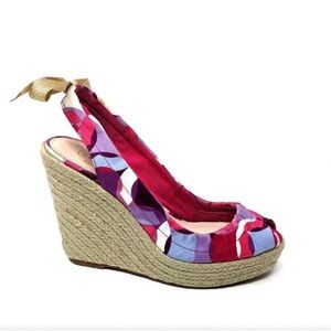 Coach Monogram Pink and Purple Wedges